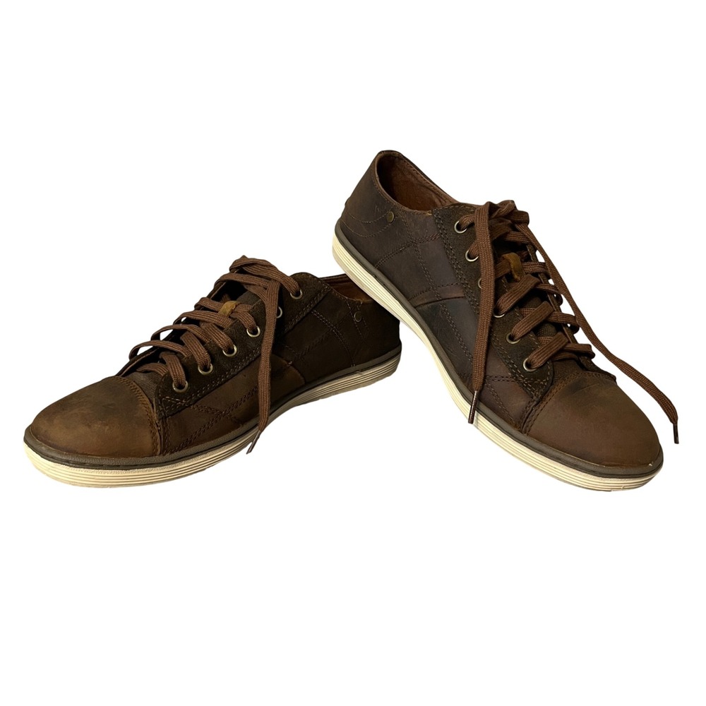 Skechers Relaxed Fit Men's Brown Leather Lace Up Casual Shoes Sneakers Size 11.5